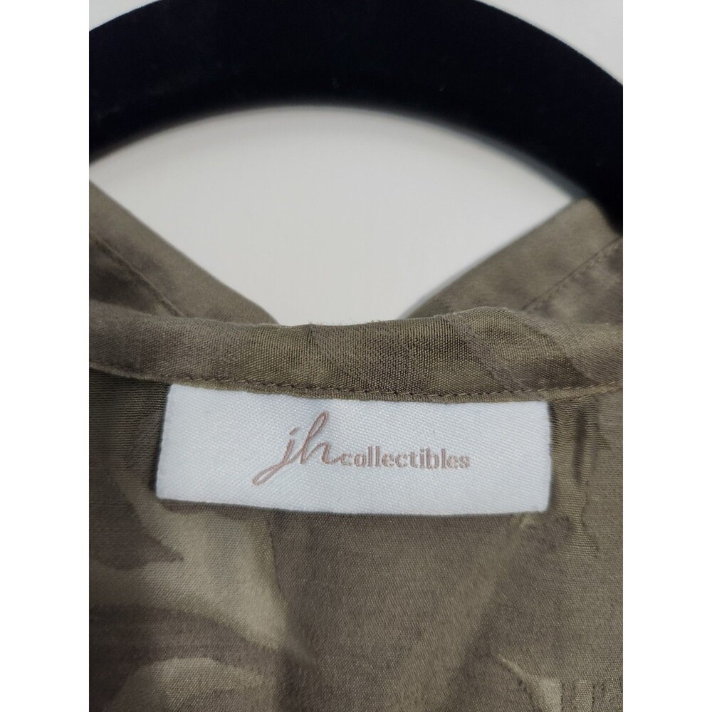 JH Collectibles Womens L Button Up 3/4 Sleeve Popover Layering Shirt Top Green - Picture 5 of 8